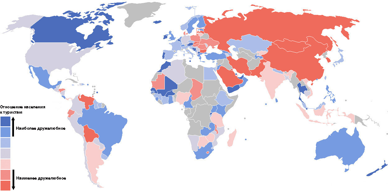 Карта ставлення населення країн до туристів
