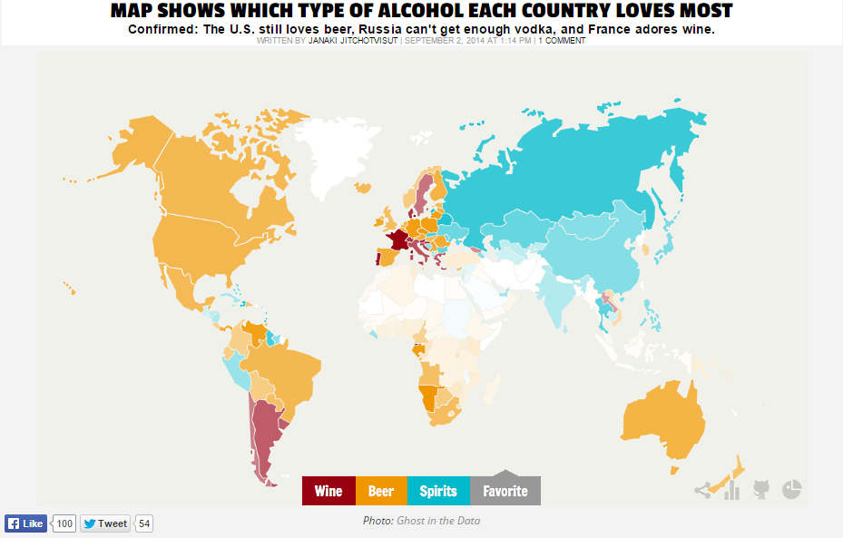 The Most Consumed Alcoholic Beverage by Country