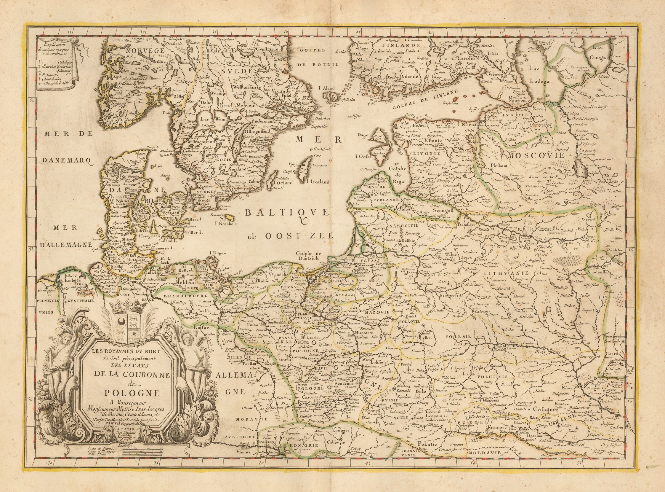 1666 Pierre Duval: "LES ROYAUMES DU NORT ou Sont principalement LES ETATS DE LA COURONNE de POLOGNE," Paris, 15.7 x 21.9 inches