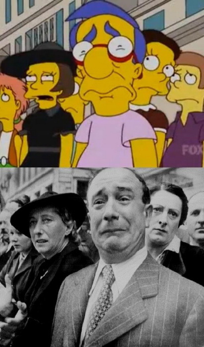 Пародія Сімпсонів на те, як французи зустрічають нацистських окупантів під час Другої світової війни 