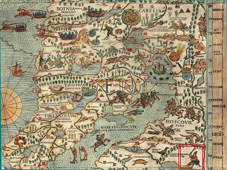 Північний схід Балтії, карта Олафа Магнуса