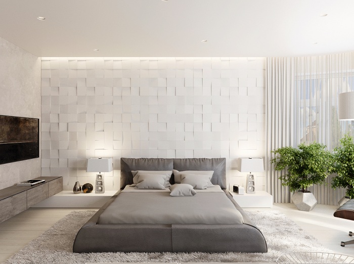 Хороше рішення для комфортного декорування кімнати за допомогою оформлення стіни в світло-сірому кольорі.